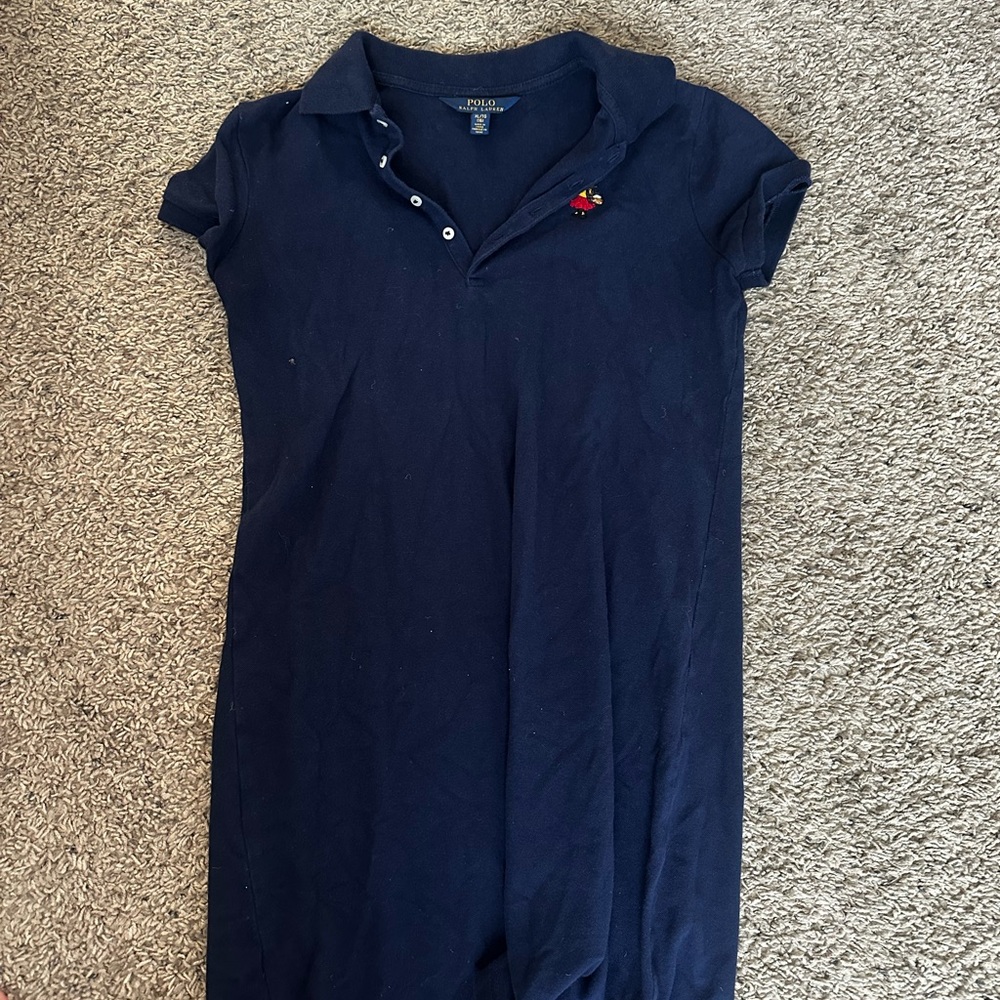 Navy Polo Dress with Embroidered Logo